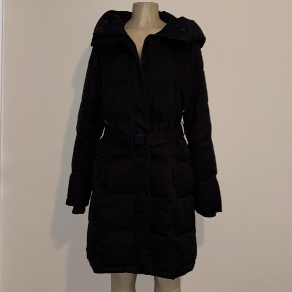 Sam Edelman Womens Belted Puffer Coat Black size L - Picture 6 of 9